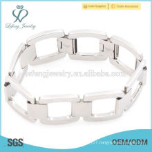 New product wholesale jewelry men's silver stainless steel bracelet 8 inch for sale